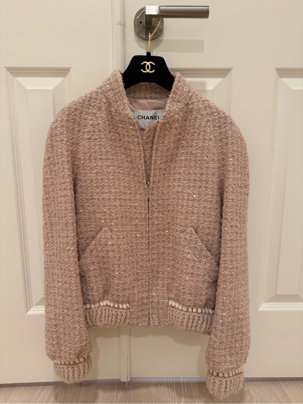 CHANEL Pink Tweed bomber jacket